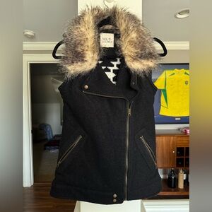Thread & Supply Black Vest with Faux Fur Collar